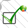 Icono de SINFO: Una corchea color verde similar a un check con un gráfico de tarta en la zona circular.
